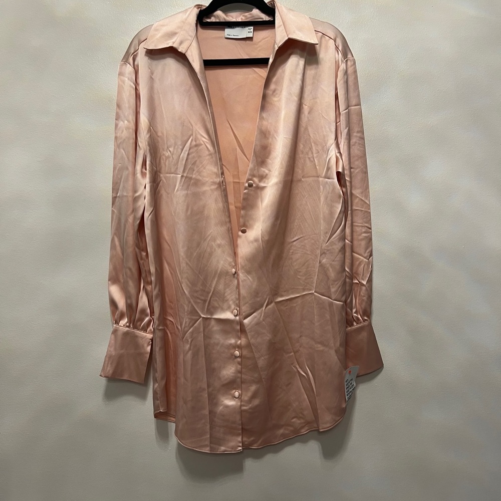 Silky Peach Button-Up Shirt